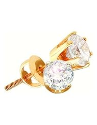 1 cttw 14k Yellow Gold Diamond Mens Round Studs (Real Diamonds: 1 cttw)