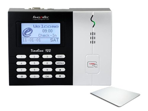 Fingertec Timeline 100 - Time Attendance RFID Card System, supports up to 1,000 employee Badges or Password - designed especially for offices & schools time & attendance needs! Free integration with QuickBooks.