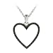 Sterling Silver Black-Diamond Open Heart Pendant Necklace