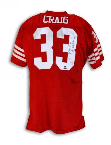 Autographed Roger Craig San Francisco 49Ers Red Throwback Jersey Inscribed 3X Sb Champs