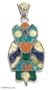 Chrysocolla and jasper pendant, 'Lucky Owl' 0.8" W 1.8" L