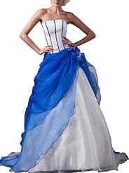 Strapless Tiered Draped Organza/Satin  Dress