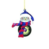 4 NHL Columbus Blue Jackets Hockey Puck Snowman Christmas Ornaments 2.75"