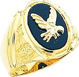 14K Gold Mens Onyx Eagle Ring Sz 10
