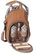 Insulated Romantic Wine and Cheese Picnic Bag Carrier Holds 2 Bottles - Camel