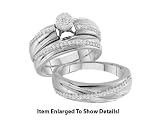 Micro Pave 10k. White Gold 3 Pc. Genuine 0.40 Ctw. Diamond Wedding Set for Him and Her