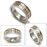 8mm Mens Gold Celtic Cross Titanium Magnetic Ring Band Size 10