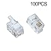 100Pack Transparent Color RJ9 Telephone Cable Plug 4P4C Connector