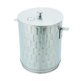 Achla Garden Patio Decor Silver Brushed Stainless Steel Kitchen Compost Pail Decorative Outdoor