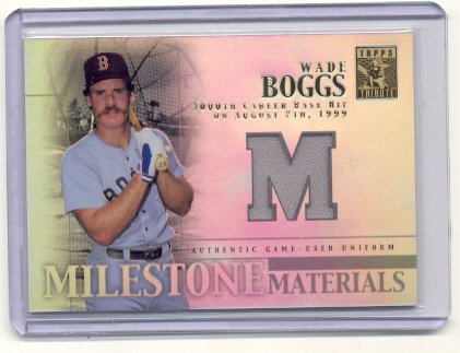 2002 Topps Tribute Milestone Materials WB Wade Boggs Boston Red Sox (Piece of Authentic Game Worn Jersey - Baseball Cards)