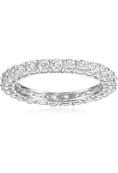 Platinum-Plated Sterling Silver Round Cut Cubic Zirconia Stacking Ring