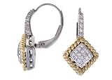 14K Two Tone Gold Framed Diamond Earrings