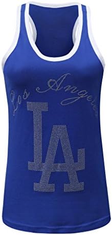 Sport Wings Womens Los Angeles Dodgers Rhinestone Tank Tops - Blue (Size: XL)