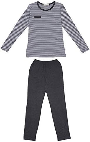 Miyang Couple's Cotton Pajama Stripe Sleeping Set Long Sleeves Home Dress