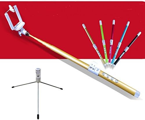 Leapcama(TM) 5 in 1 Multifunction High Tech Ecofriendly Carbon Fiber Bluetooth Remote Shutter Control Extendable Selfportrait Photo Selfie Handheld Stick Monopod with Adajustable Phone Holder Stand for iPhone 5/5s Samsung Blackberry Camera (Golden)