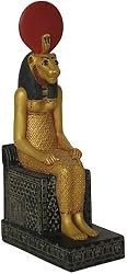 Seated Sekhmet Statue, Gold and Color Details
