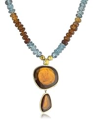Nava Zahavi Hessonite and Natural Zircon Handmade 24K Gold Pendant Necklace