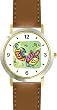Hanukkah Dreidels Judaica Jewish Theme - WATCHBUDDY&reg; DELUXE TWO-TONE THEME WATCH - Arabic Numbers - Brown Leather Strap-Size-Large ( Men's Size or Jumbo Women's Size )