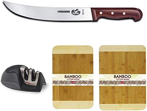 Victorinox 47131 10-Inch Curved Cimeter Knife, Rosewood Handle + Edgeware Edge Grip 2 Stage Knife Sharpener + Accessory Kit