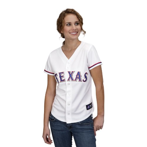 MLB Women's Texas Rangers Ian Kinsler White Home Short Sleeve 5 Button Synthetic Replica Baseball Jersey Spring 2012  (White, X-Large)