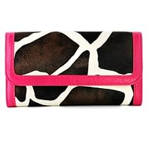 Pink Giraffe Print Clutch Wallet with Checkbook Holder in Choice of Trim Colors