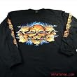 Barbed Wired Skulls Black T-Shirt Extra Extra Large