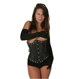 Shaper Corset Victorian Black Leather Authentic Steel Boned And Buckles Side Lacing Underbust Corset With Steel Stud Lace Trim SC80056
