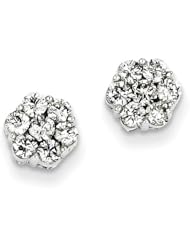 14k White Gold Diamond Cluster Screwback Earrings. Carat Wt- 0.818ct