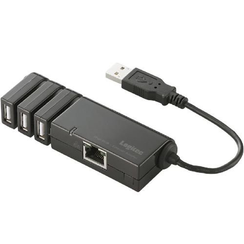 Logitec 3ポート USBハブ搭載LANアダプタ ブラック LAN-TX/U2H3B