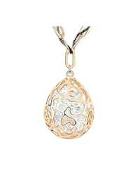 Jewelry: Winters Secret Vintage Hollow Drop Gold Plated Shining White Zircon Accented Cahrming Pendant Necklace - Winter's Secret
