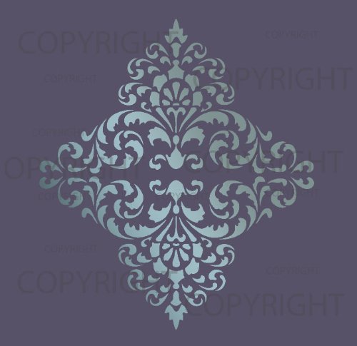 Large Wall Damask Stencil Faux Mural Design #1018 11″ x 12 4/8″ Reviews