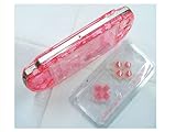 transparent red front+back faceplate & buttons for psp 2000 slim+ 3 pcs scr ....