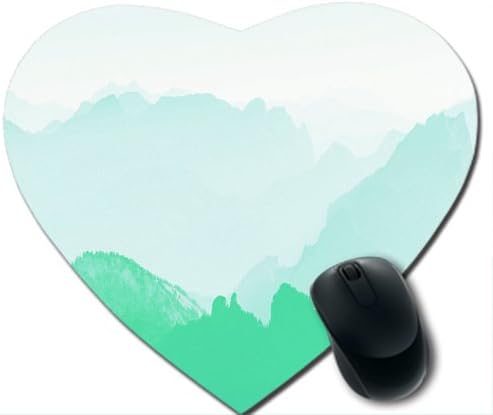 wskshop Nature Mouse Pad, New Design Mint Green Mountain Mouse Pad Heart Shaped Mousepads