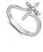 Sterling Silver Women's Clear CZ Cross Ring Unique 925 Band 15mm New Sizes 3-13