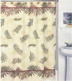 Donna Dewberry artwork Fern yellow maroon PALM TREE bath decor leaves leaf SHOWER CURTAIN fabric