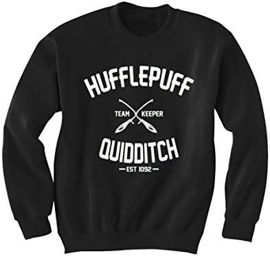 Harry Potter Inspired Hufflepuff Quidditch Sweatshirt (Large, Black)