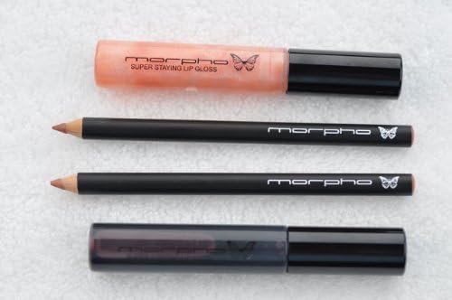 Zinnia lip stain, Kabakaba lip gloss, Puca Panga lip pencil, Anamu lip pencil - Super Staying Lip Stain, Lip Gloss, 2 FREE Lip Pencils - SET of 4 - Morpho Cosmetics - long lasting lip products