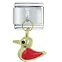 Golden Italian Charm Bracelet Red Duck Dangle