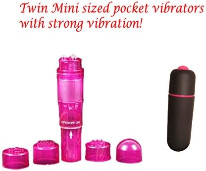 Desire Land Twin Pack Pocket Rocket Vibe with 4 Interchangeable Tips Waterproof Mini Massager and Mini Bullet