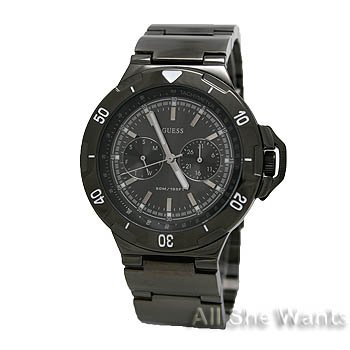 * GUESS watch for Men * U15004G1 * Guard Black IP * Tachymeter