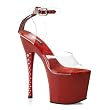 7 Inch Sexy High Heel Shoes Rhinestone Heel Red Dorsay High Platform