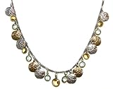 Anne Koplik Designs Sterling Silver Plated and Brass 2 Tone Sandollar Charm Necklace with Swarovski Crystals