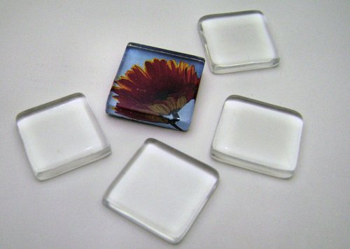 10 Ultra White Clear Small Square Glass Tiles 