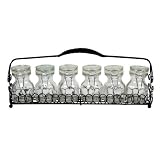 Spice Rack - Metal Loop Design with 6 Glass Jars by Global Amici