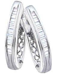 Diamond Hoop Earrings Baguette 10k White Gold (1.00 Carat)