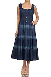 Shirred Tiered Tank Cotton/Denim  Dress
