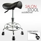 Footrest Saddle Working Stool Doctor Dentist Salon Spa Barber Black Chair PU Leather
