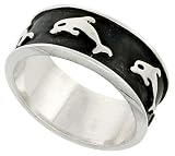 3/8 (10 mm) Sterling Silver Hand Made Dolphin Ring