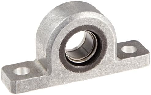 Spyraflo PB2-16M-HT PTFE Impregnated Bronze Bearing Pillow Block, 2 Bolt Holes, 16 mm Bore Diameter, High Temperature, Aluminum