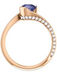 18K Rose Gold 6.00mm Round Cut Iolite and Diamond Ring -- LIFETIME WARRANTY